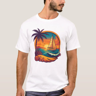 Sunset Sailboat  T-Shirt