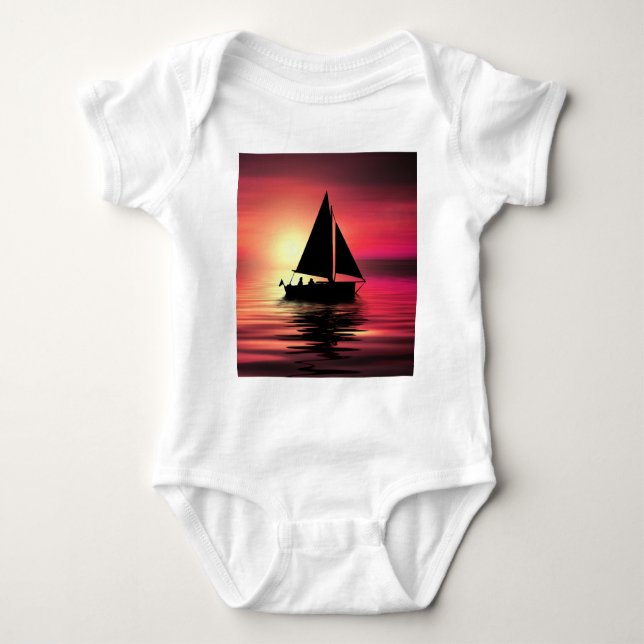 Sunset, Sailing Boat in The Sea-39186 Baby Bodysuit (Front)