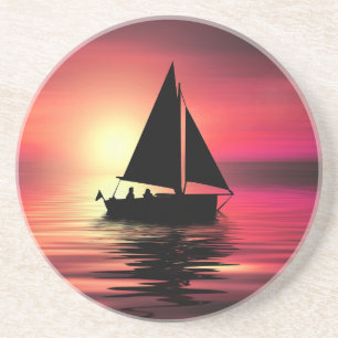 Sunset, Sailing Boat in The Sea-39186 Coaster