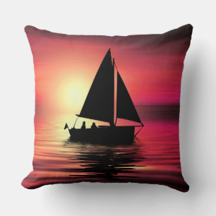 Sunset, Sailing Boat in The Sea-39186 Cushion