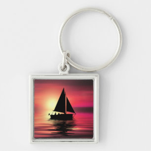 Sunset, Sailing Boat in The Sea-39186 Key Ring