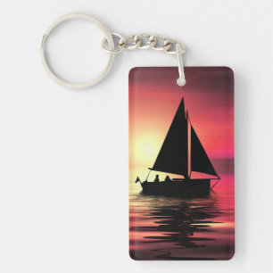Sunset, Sailing Boat in The Sea-39186 Key Ring