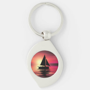 Sunset, Sailing Boat in The Sea-39186 Key Ring