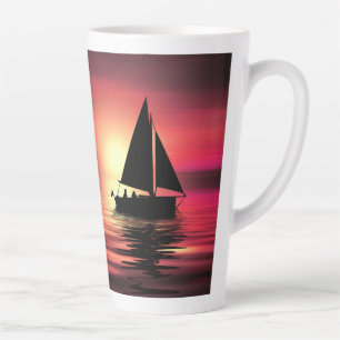 Sunset, Sailing Boat in The Sea-39186 Latte Mug