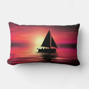Sunset, Sailing Boat in The Sea-39186 Lumbar Cushion