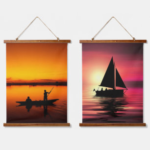 Sunset Sailing Boat On The Sea Art Design Hanging Tapestry