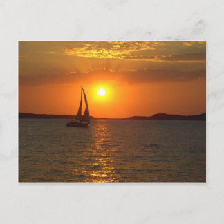 Sunset Sailing Boat Postcard