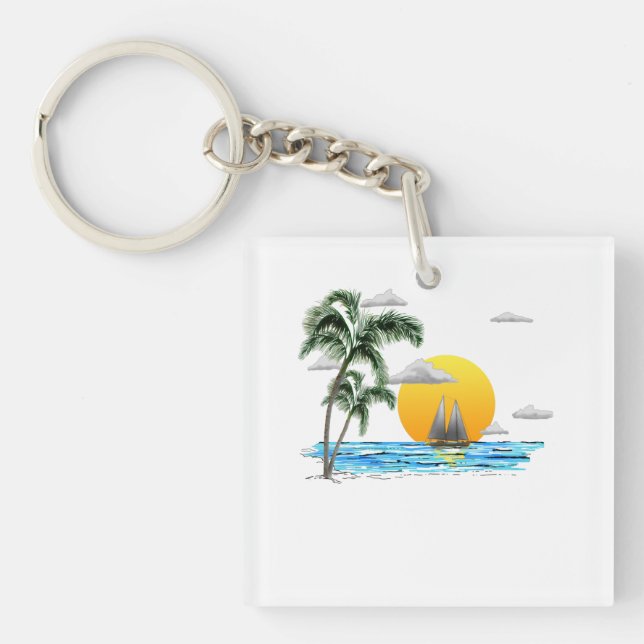 Sunset Sailing Key Ring (Front)