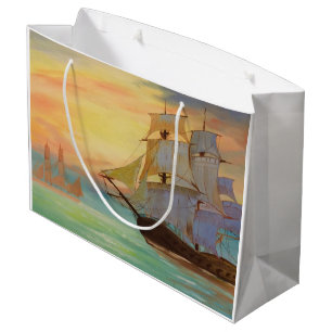 Sunset Sailing Ships Nautical Theme Gift Bag