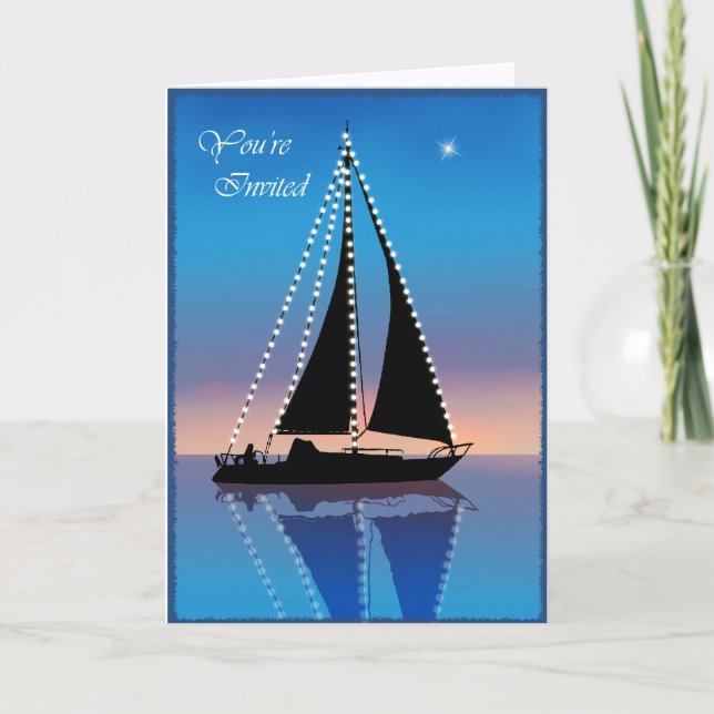 Sunset Sails with Holiday Lights Card (Front)