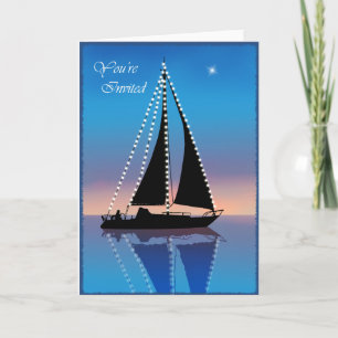 Sunset Sails with Holiday Lights Card