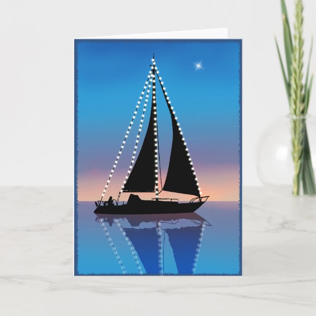 Sunset Sails with Holiday Lights Card (Front)