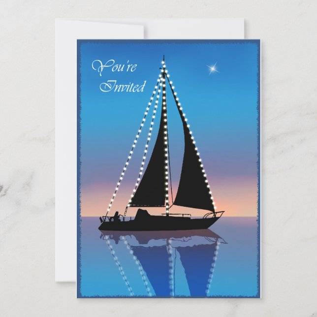 Sunset Sails with Holiday Lights Invitation (Front)