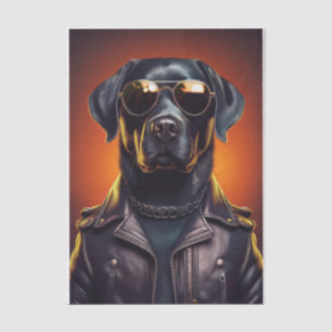 Sunset Sam, Biker Black Lab in Leather Jacket Tissue Paper