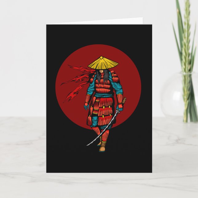 Sunset Samurai Warrior with Katana Card (Front)