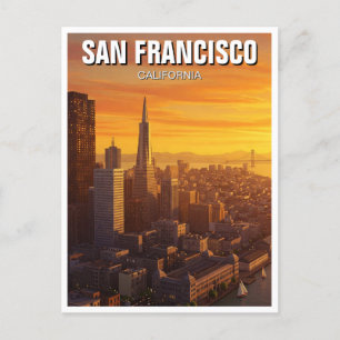 Sunset San Francisco Skyline California Travel Postcard