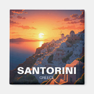 Sunset Santorini Greek Islands Travel Magnet
