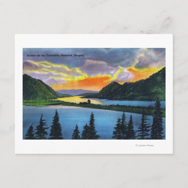 Sunset Scene on the Columbia River Postcard (Front)