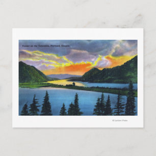 Sunset Scene on the Columbia River Postcard