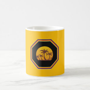 Sunset Scene With Palms In a 7 Sided Frame Coffee Mug