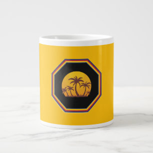 Sunset Scene With Palms In a 7 Sided Frame Large Coffee Mug