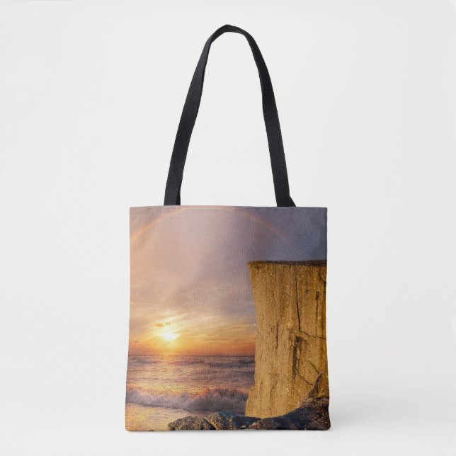 Sunset Sea cliff Tote Bag (Front)