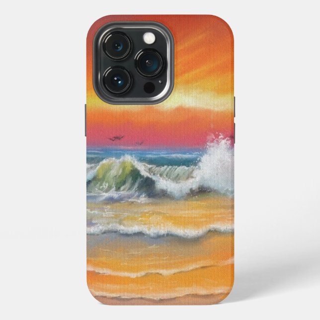 Sunset Sea Painting iPhone Case (Back)
