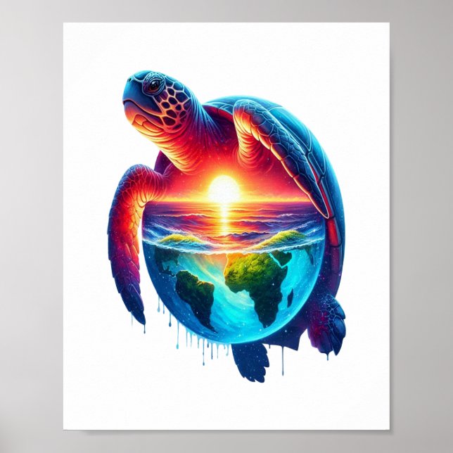 Sunset Sea Turtle Poster (Front)