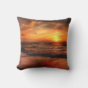 Sunset Sea Waves Cushion