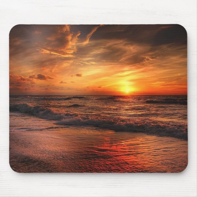 Sunset Sea Waves Mouse Pad (Front)
