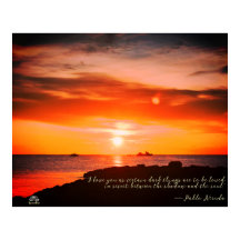 Sunset & Sea with a quote by Linandara Poster