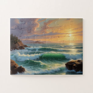 Sunset Seascape Painting Artwork Jigsaw Puzzle