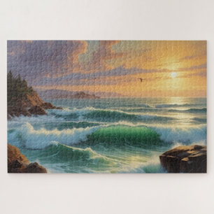 Sunset Seascape Painting Artwork Jigsaw Puzzle