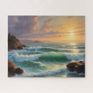 Sunset Seascape Painting Artwork Jigsaw Puzzle