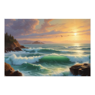 Sunset Seascape Painting Artwork Photo Print