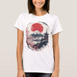 Sunset Serenity at Mount Fuji – Japanese Ink Art T-Shirt