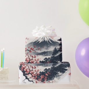 Sunset Serenity at Mount Fuji – Japanese Ink Art  Wrapping Paper