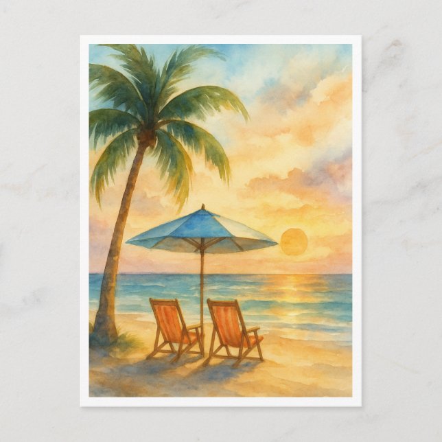 Sunset Serenity Beach Post Card (Front)