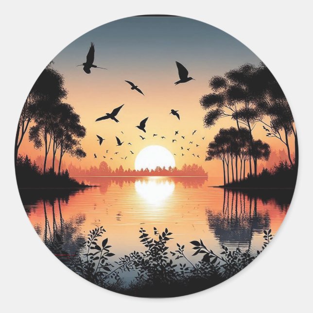 Sunset Serenity  Classic Round Sticker (Front)