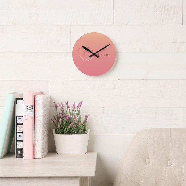 Sunset Serenity: Minimalist Heart Gradient Round Clock (Reading Room)