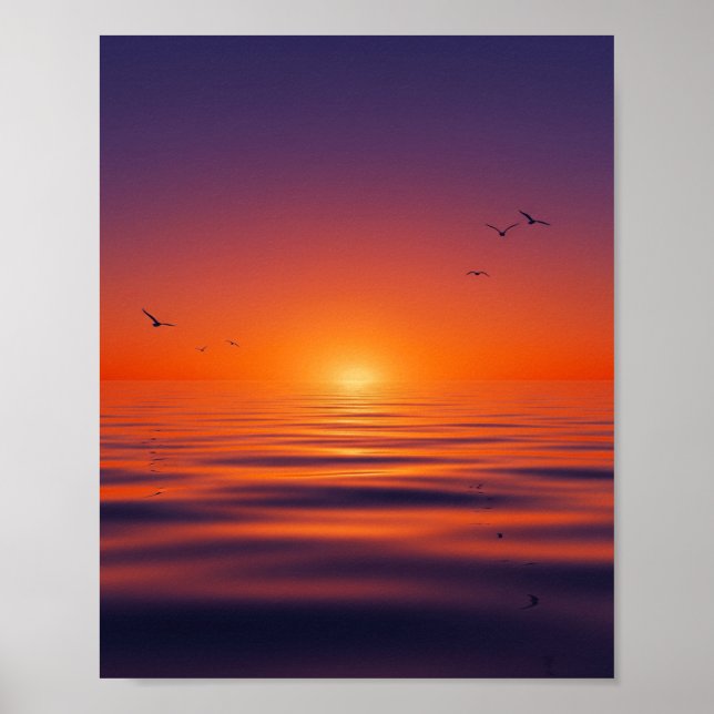 “Sunset Serenity Wall Poster – Tranquil Ocean Wave (Front)