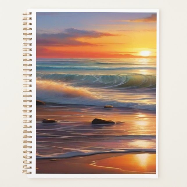 Sunset Serenity: Waves of Tranquillity Planner (Front)