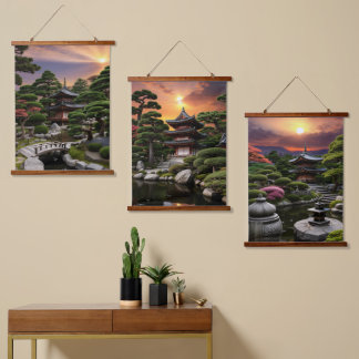 Sunset Series Japanese Garden Hanging Tapestry