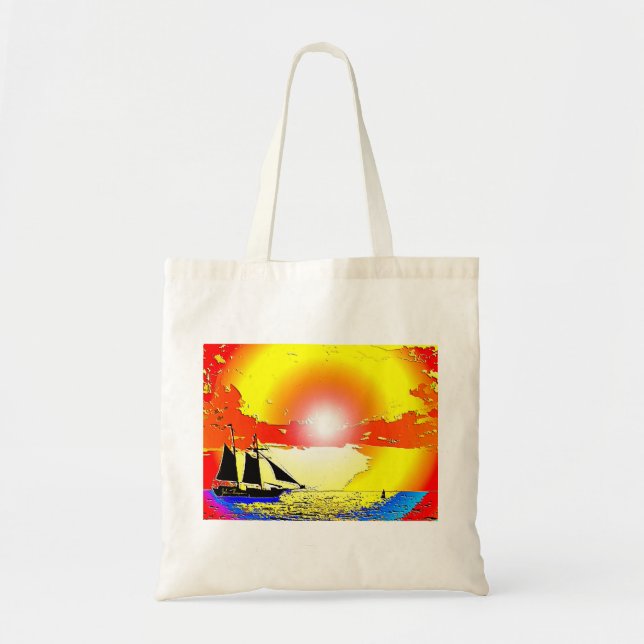 Sunset Ship Tote Bag (Front)