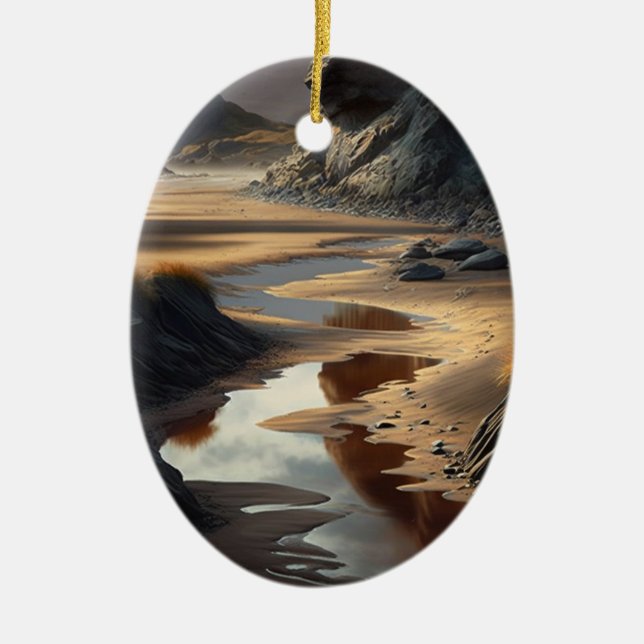 Sunset Shore Ceramic Ornament (Front)