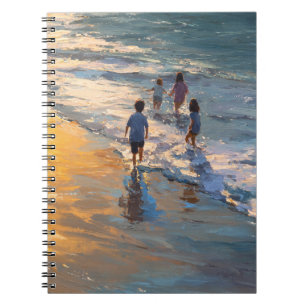 Sunset Shoreline Kids Walking Painting Notebook