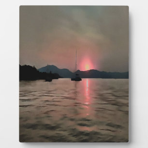 Sunset Shores In Pink And Grey Plaque