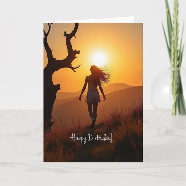 Sunset Silhouette Birthday Card (Front)