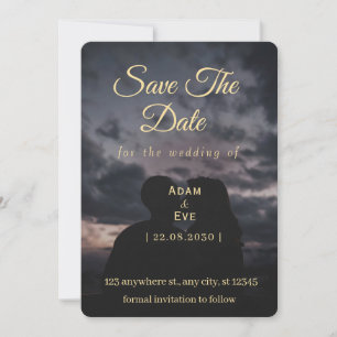 Sunset Silhouette Gold Save The Date Card