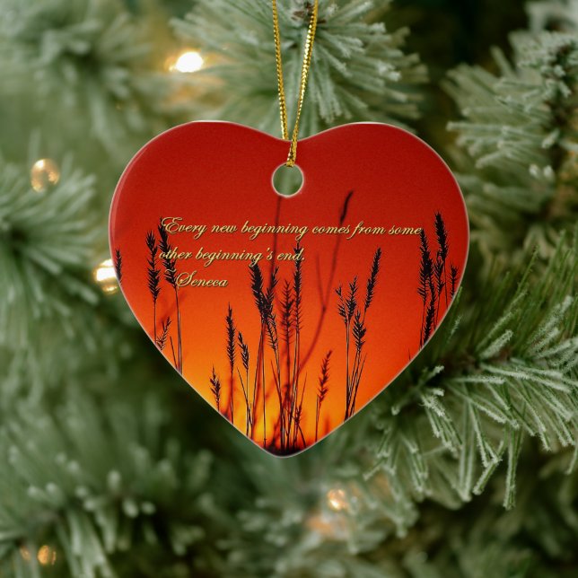 Sunset Silhouette Inspirational Ceramic Ornament (Tree)